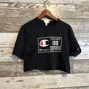 Champion 100% Women's Black Athletic Crop Top Tee